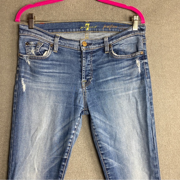 7 For All Mankind Josefina Skinny Boyfriend Jeans Size 30  Blue Distressed - Picture 2 of 10
